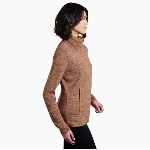 Kuhl Ascendyr Sweater Quarter Zip Pullover Fleece Casual Hiking Camping Brown S - Picture 2 of 15